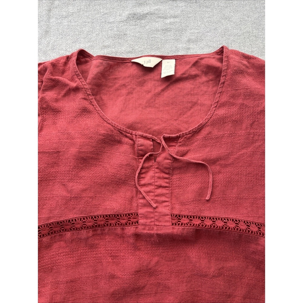 J. Jill Tunic Top M Pink/Cranberry Boho Knit Decor